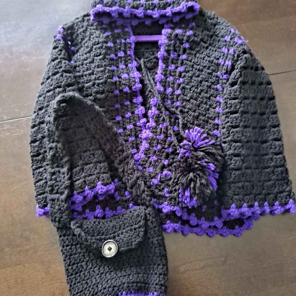 Exclusive Little Kids Knitted Poncho 3-piece Set